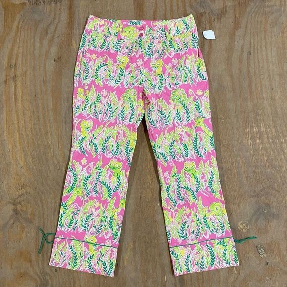 Lilly Pulitzer 🐾 Millionaire’s Row Jungle Print Cargo Capri Pants Size 2 - Picture 2 of 8